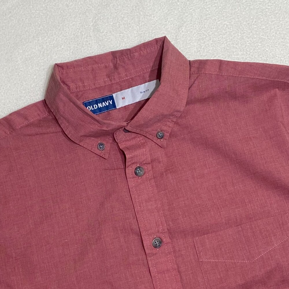 Old Navy Dress shirt mens Medium Coral Slim Fit button up everyday shirt